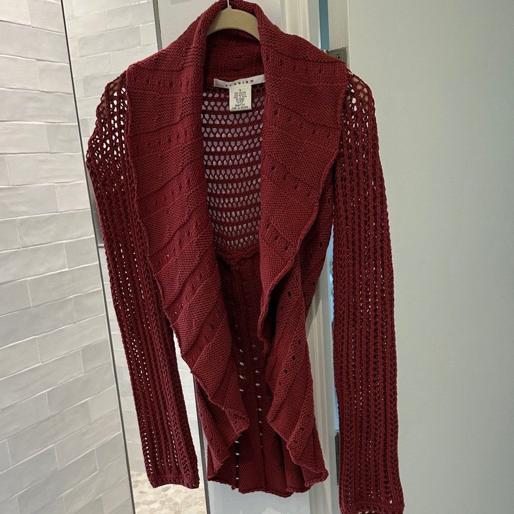 Studio M Burnt Orange Open Knit Cardigan Size Small